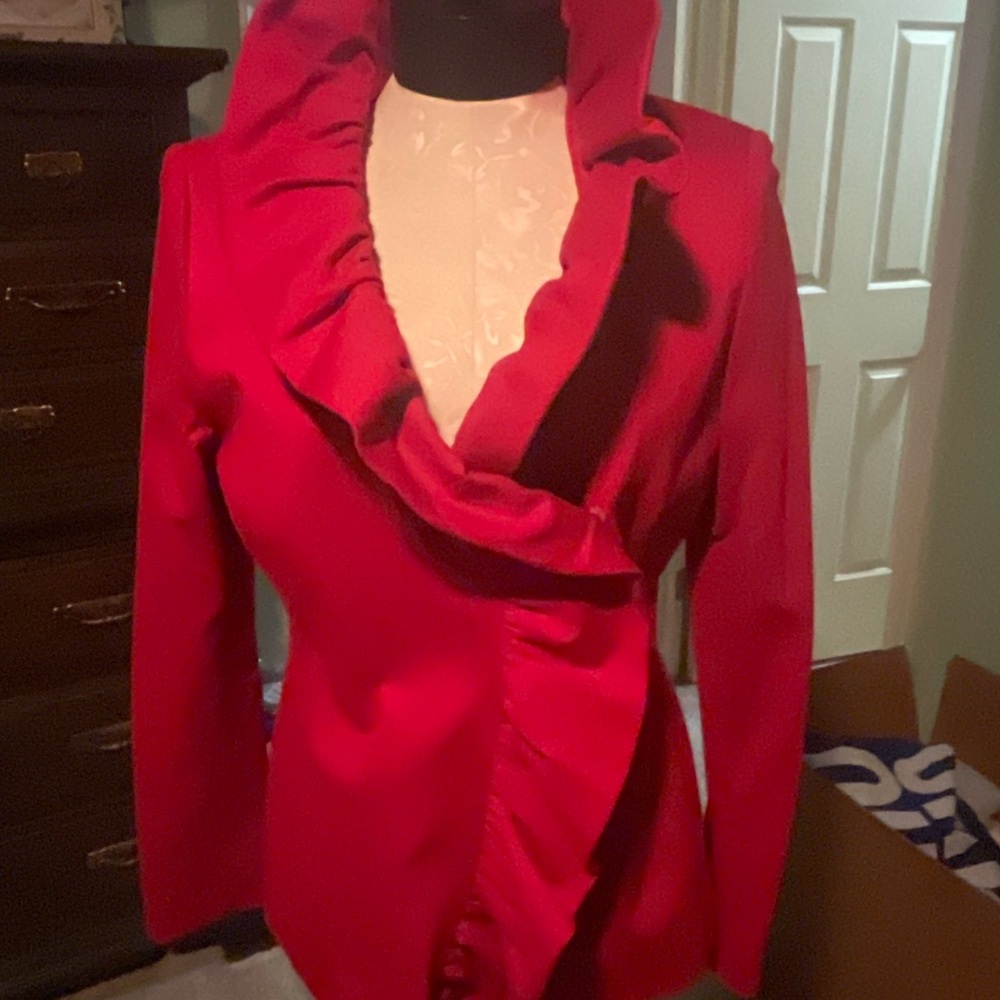 INC red ruffle blazer